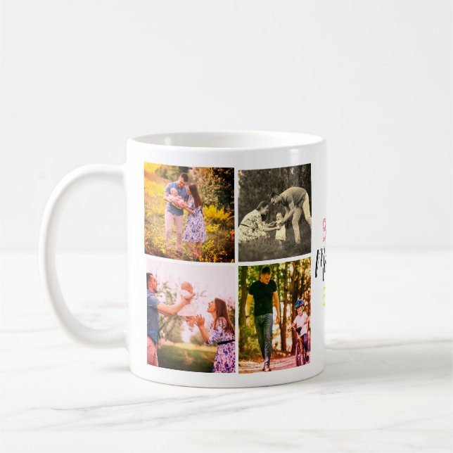 God jul Day Photo Collage Family Gift Kaffemugg (Vänster)
