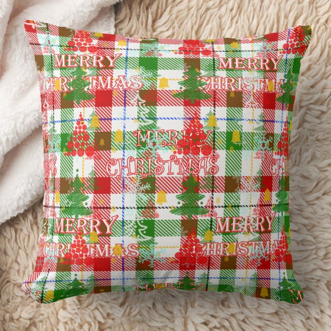 God jul Decorative Play Tartan Kudde (Skapare uppladdad)