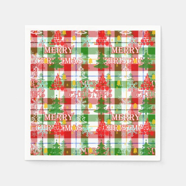 God jul Decorative Play Tartan Pappersservett (Framsidan)