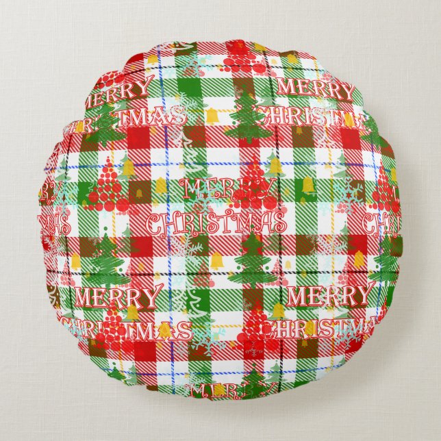 God jul Decorative Play Tartan Rund Kudde (Framsidan)