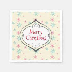 God jul Dekoration Rosa och blått Snöflingor Pappersservett