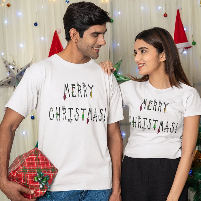 God jul Dekoration-teckensnitt T Shirt (Merry Christmas Decoration Font T-Shirt)