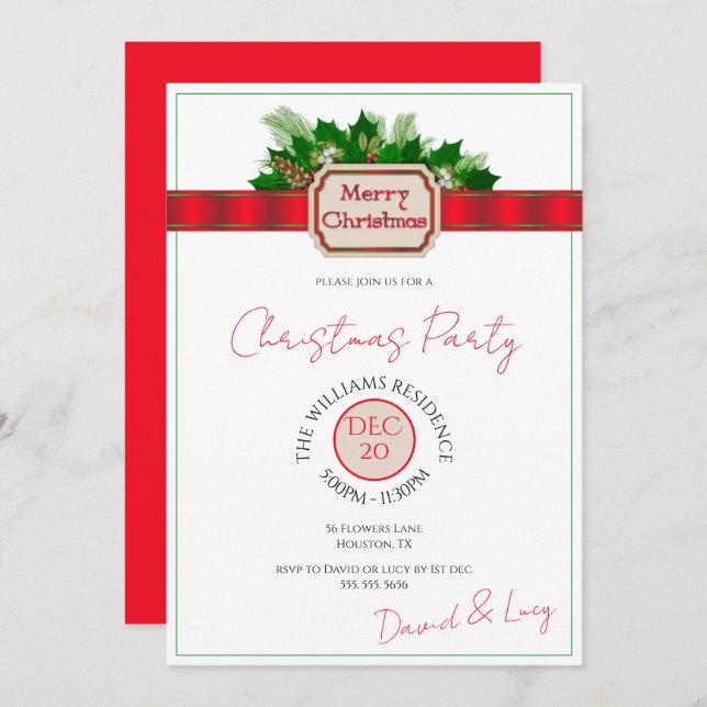 "God jul" Dekorationen jul Party Inbjudningar (Fram/baksida)