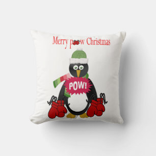 God jul Dekorativ kudde, Penguin Boxing Pow Kudde