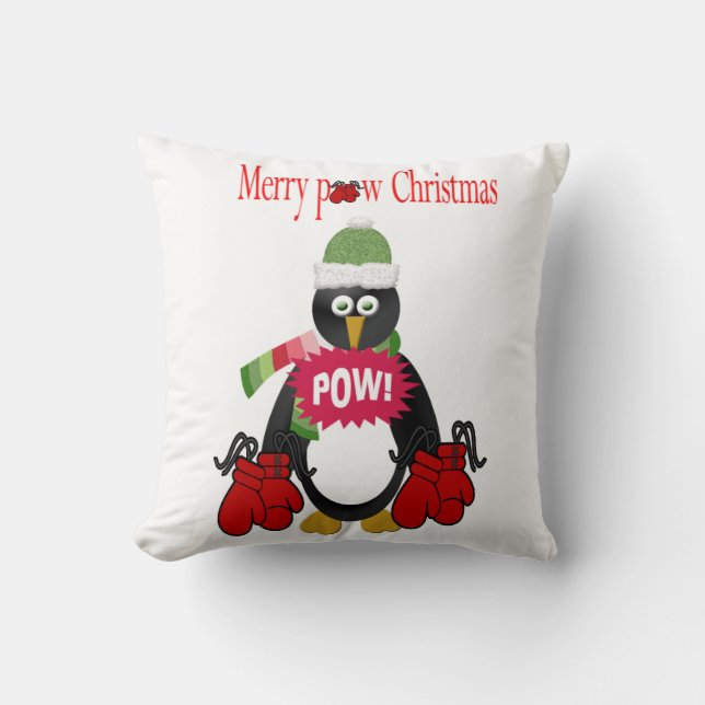God jul Dekorativ kudde, Penguin Boxing Pow Kudde (Framsida)
