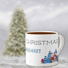 God jul, dekorativt Namn på vattenfärg 6oz Espressomugg