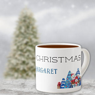 God jul, dekorativt Namn på vattenfärg 6oz Espressomugg