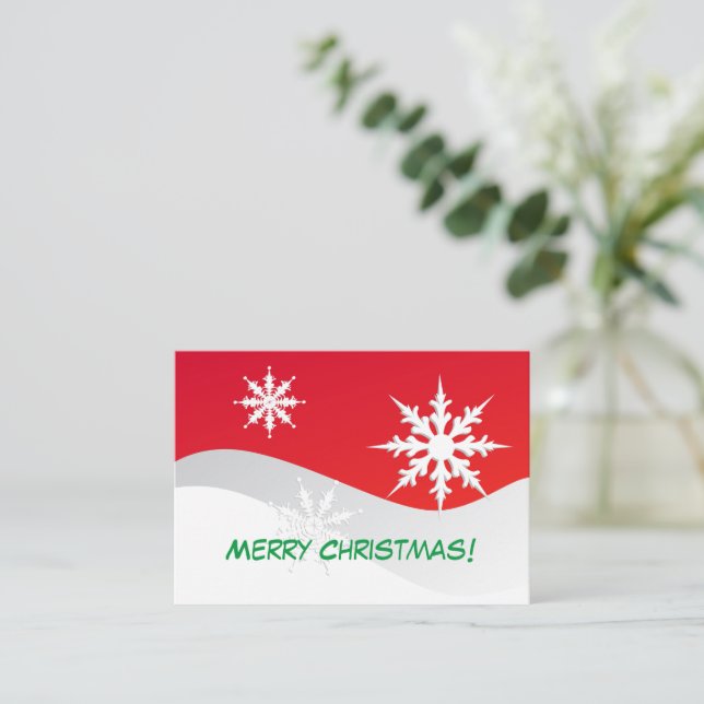 God jul! Dekorativt snöflingor. Anteckningskort (Stående Fram)