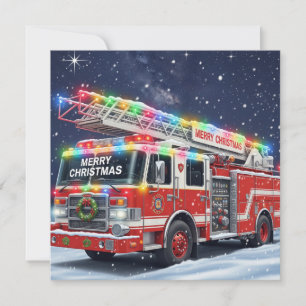 God jul Dekorerad brand Lastbil Julkort