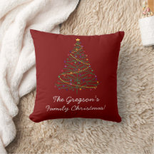 'God Jul' Dekorerad Träd & Familjenamn Röd