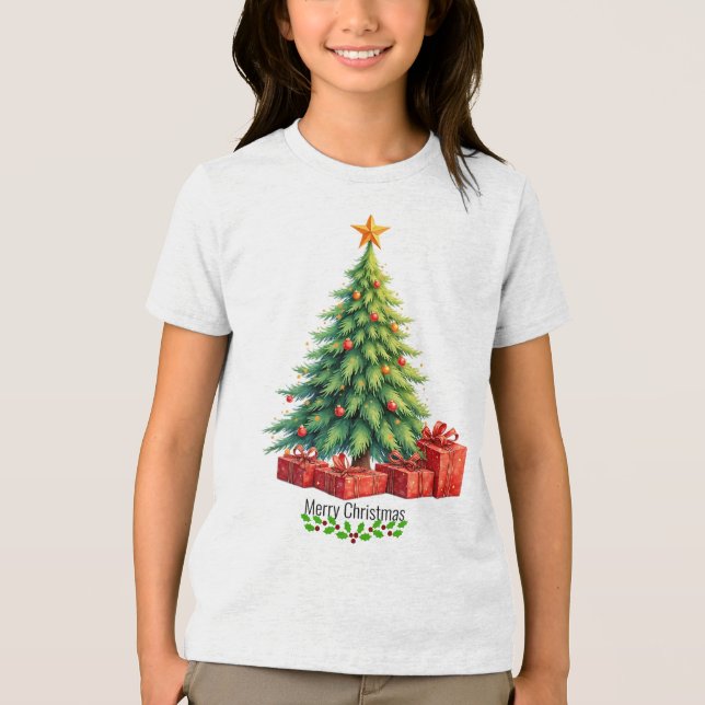 God jul, dekorerad träd, t shirt (Framsida)