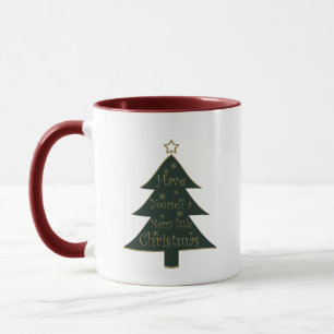 God jul dekorerat gräs träd mugg