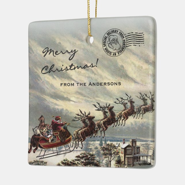 God jul Delivery av Santa Sleigh Julgransprydnad Keramik (Vänster)