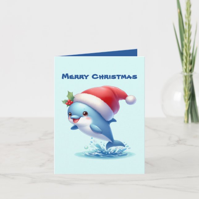 God jul delphin add-meddelande helgkort (Framsida)