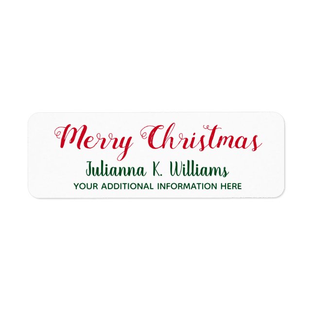 God jul &Den bästa önskemål-röda grönten Returadress Etikett (Framsidan)