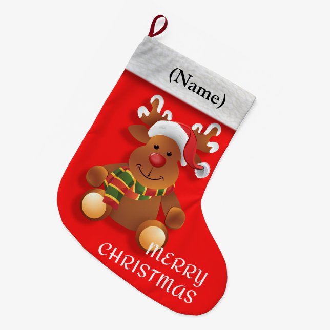 God jul den röda näsrenen, stor julstrumpa (Framsidan (Hängande))