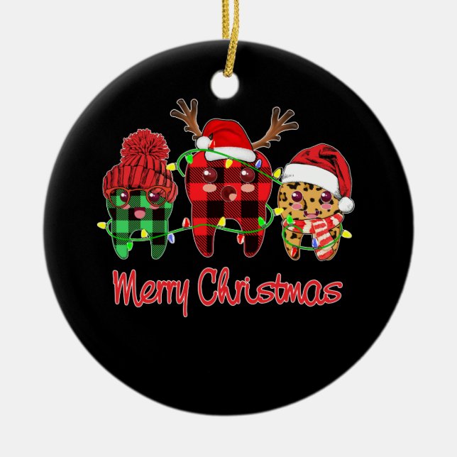 God jul Dental Assistant Tooth Leopard Julgransprydnad Keramik (Framsidan)