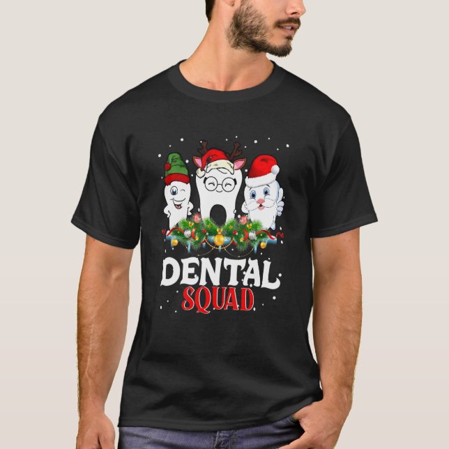 God jul Dental Squad Teeth Santa Funny T Shirt (Framsida)