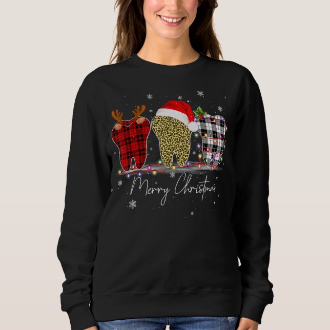 God jul Dentist Teeth Santa Hat Julafton Leopa T Shirt (Framsida)