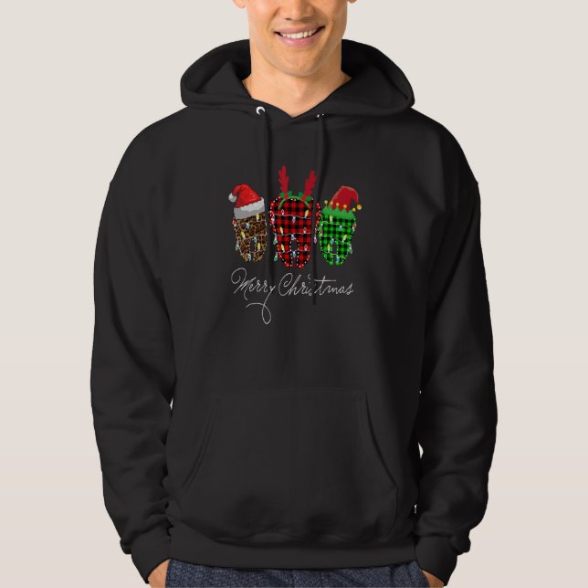 God jul Dentist Teeth Santa Leopard Pl Hoodie (Framsida)
