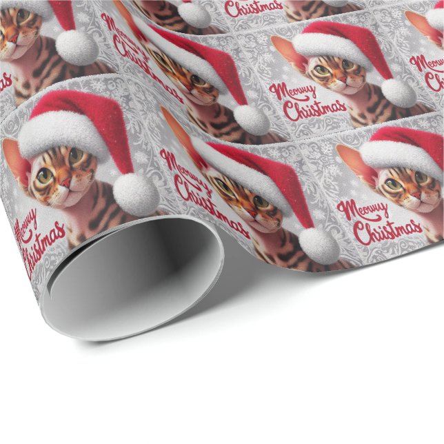 God jul Devon Rex Cat, Julafton Santa Cat Presentpapper (Rullad Hörn)