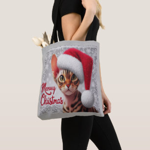 God jul Devon Rex Cat, Julafton Santa Cat Tygkasse
