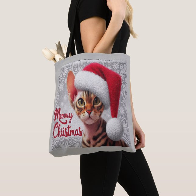 God jul Devon Rex Cat, Julafton Santa Cat Tygkasse (Närbild)
