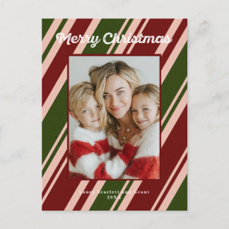 God Jul diagonala ränder Vykort
