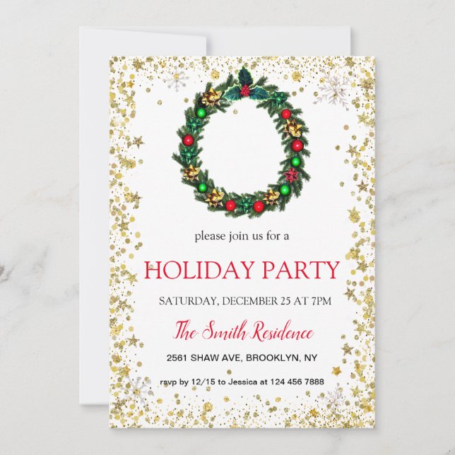 God jul, diamanter och stjärnor inbjudningar (Framsida)