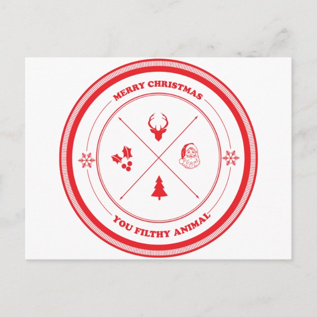God jul dig nedsmutsad djur helg vykort (Framsida)