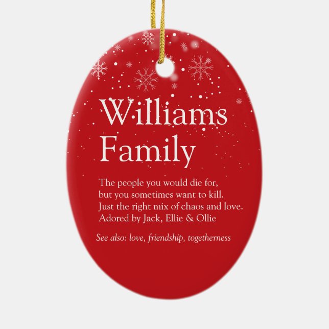 God jul din familjdefinition Snöflingor Julgransprydnad Keramik (Baksidan)