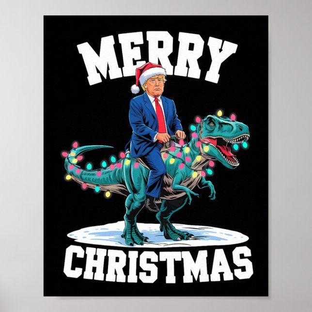 God jul Dino Donald Trump Dinosaur T-rex X Poster (Framsidan)