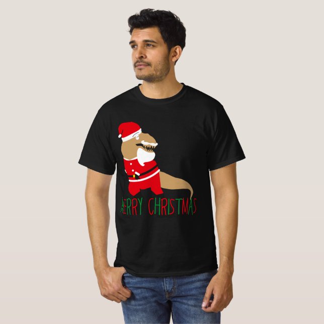 god jul dinosauer jultomten t-shirts (Hel framsida)