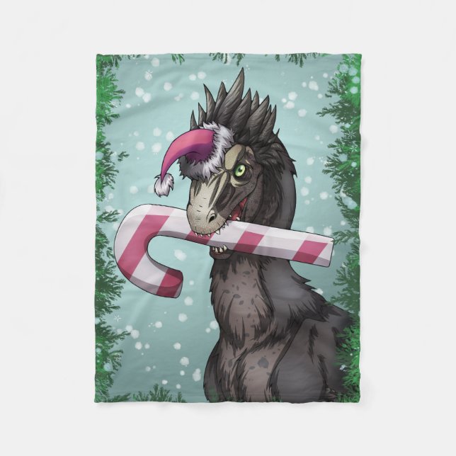 God jul Dinosaur Fleecefilt (Framsidan)