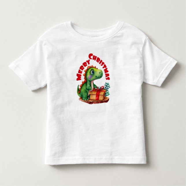 God jul Dinosaur Kids Småbarn T Shirt (Framsida)