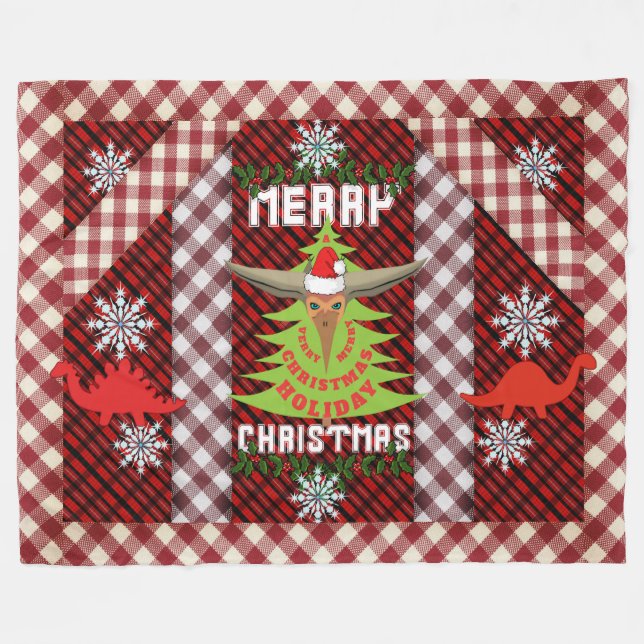 God jul Dinosaur Parad Fleece Blanket (Framsidan (Horisontell))