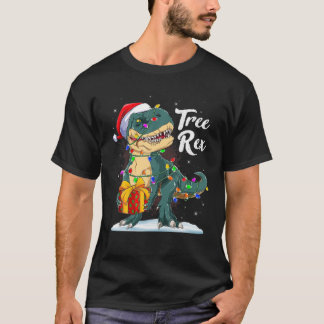 God jul Dinosaur Träd Rex Pajamas Julafton Lig T Shirt
