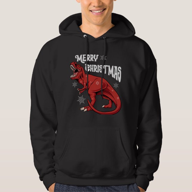 God Jul Dinosaurie Hoodie (Framsida)