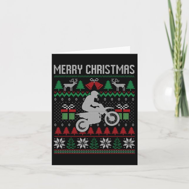 God jul Dirt Bike Santa Funny Family Match Kort (Framsida)
