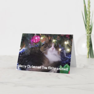 God jul ditt smutsiga djur, bara katt helgkort