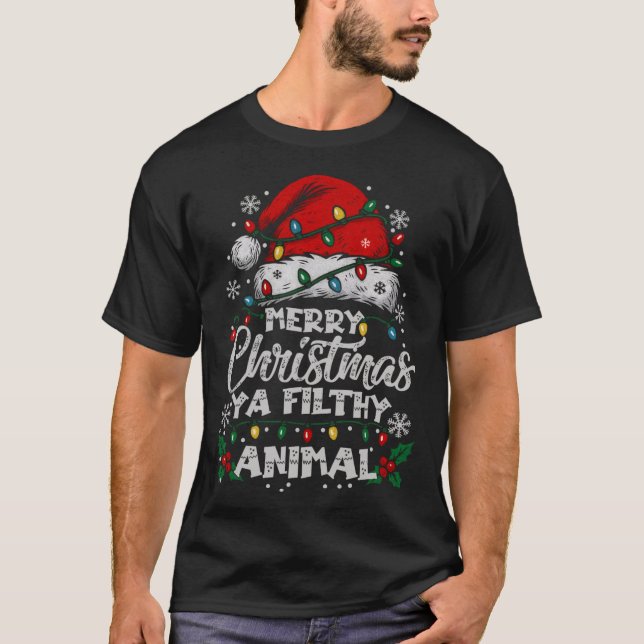 God Jul Djur Smutsiga Ja Kostym Matchande  T Shirt (Framsida)