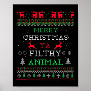 God Jul Djur Smutsiga Ya Xmas Pyjamas Familj Poster