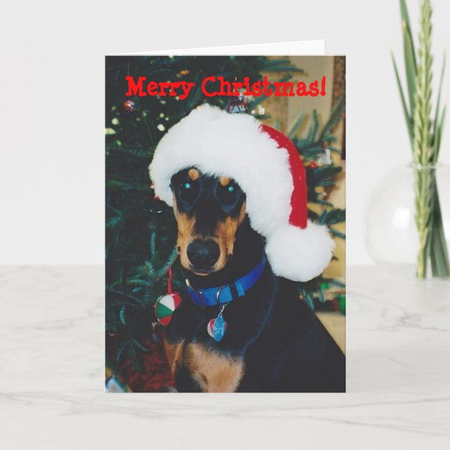 God jul! Doberman Greeting Card Helgkort (Framsida)