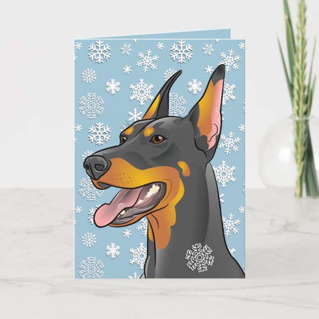 God jul Doberman Hund Anpassade Card Helgkort (Framsida)