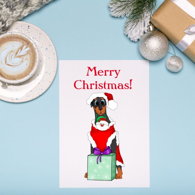 God jul Doberman Pinscher Helgkort (Skapare uppladdad)