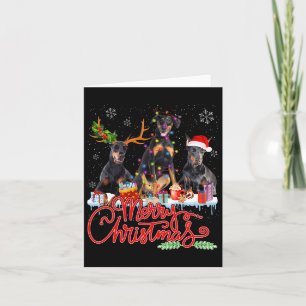 God jul Doberman Pinscher Hundar Santa Reind Kort