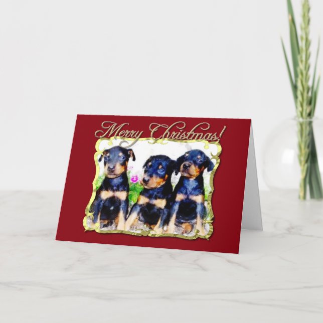 God jul Doberman Pinscher-kort Helgkort (Framsida)