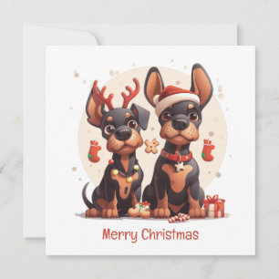 God jul Dobermann Hundar Julkort