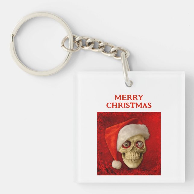 God jul. Dödskalle med jultomte hatt (Framsidan)