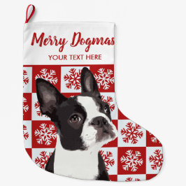 God jul Dogmas Boston Terrier Festive Hund Stor Julstrumpa